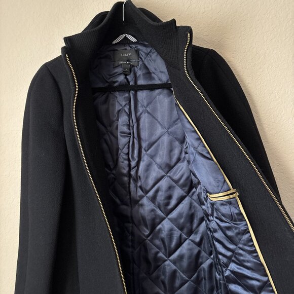 J.Crew Italian Wool Lodge Essential Black Coat in Stadium-Cloth - Picture 8 of 12